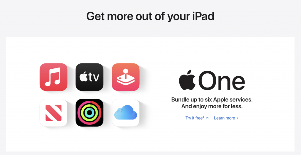 Apple iPad landing page section highlighting Apple logo