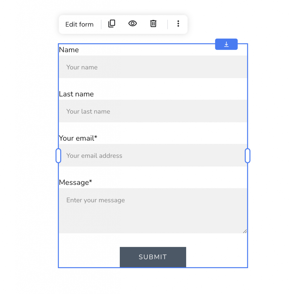 Edit form settings available
