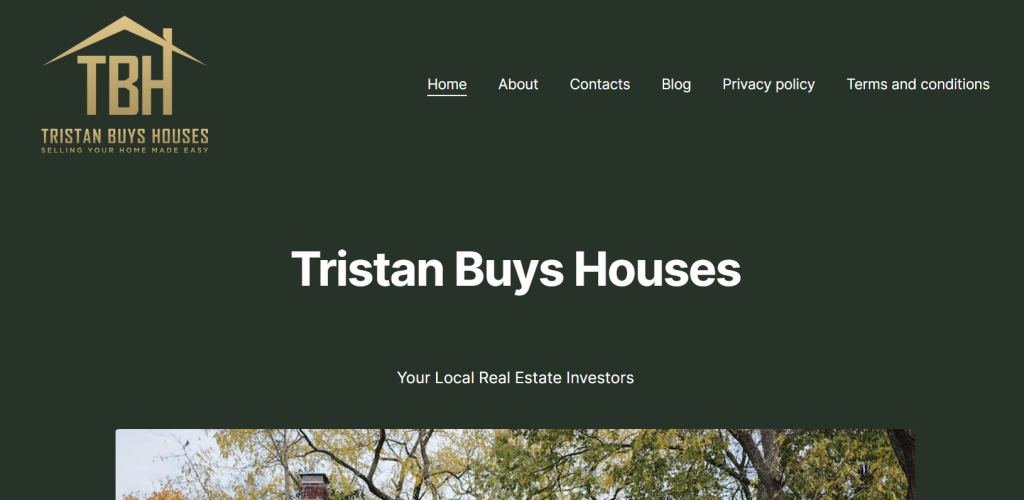 The homepage of Tristan Buys Houses