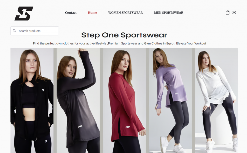 An example of an online store selling sportswear