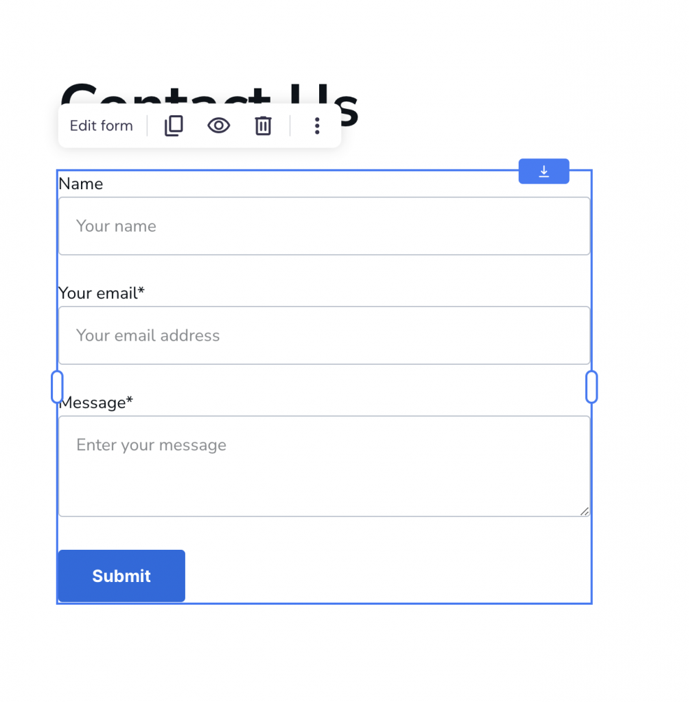 Contact form selected