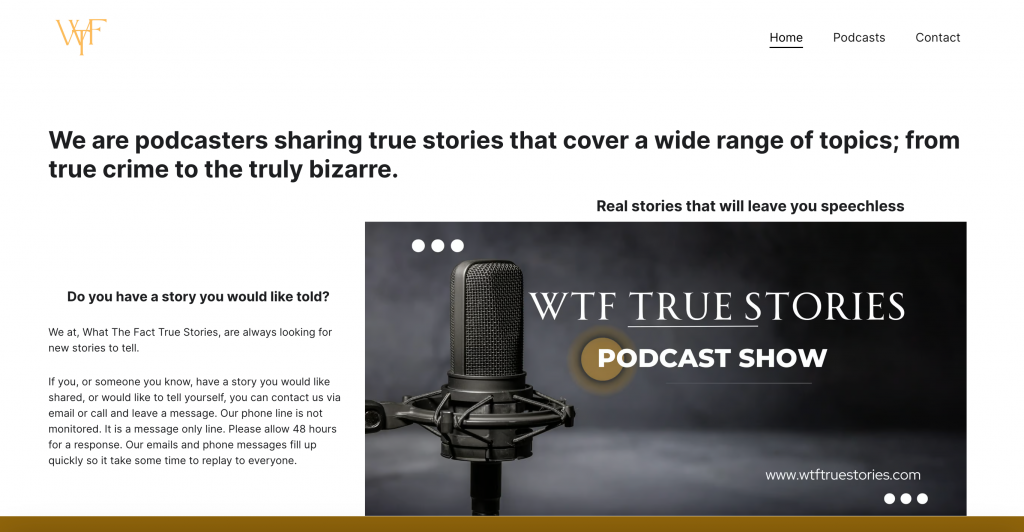 WTF True Stories homepage