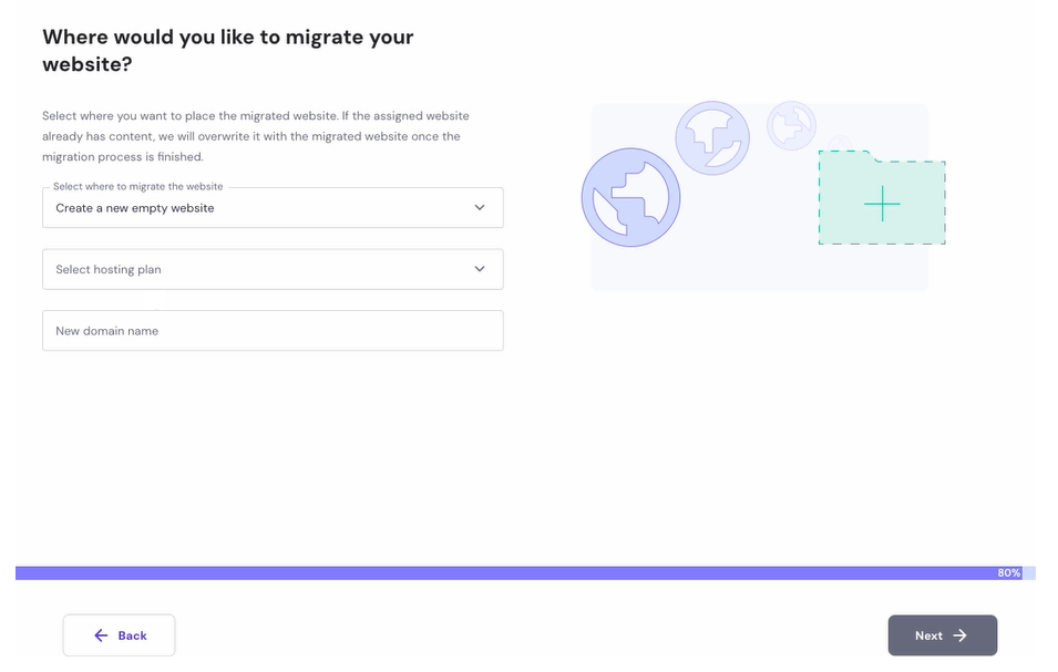 Deciding the location for the migrated website in hPanel