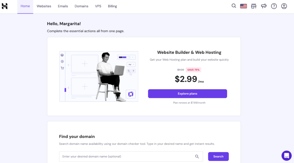 Hostinger: website builder for beginners