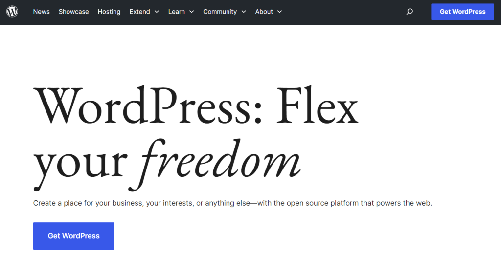 WordPress' homepage