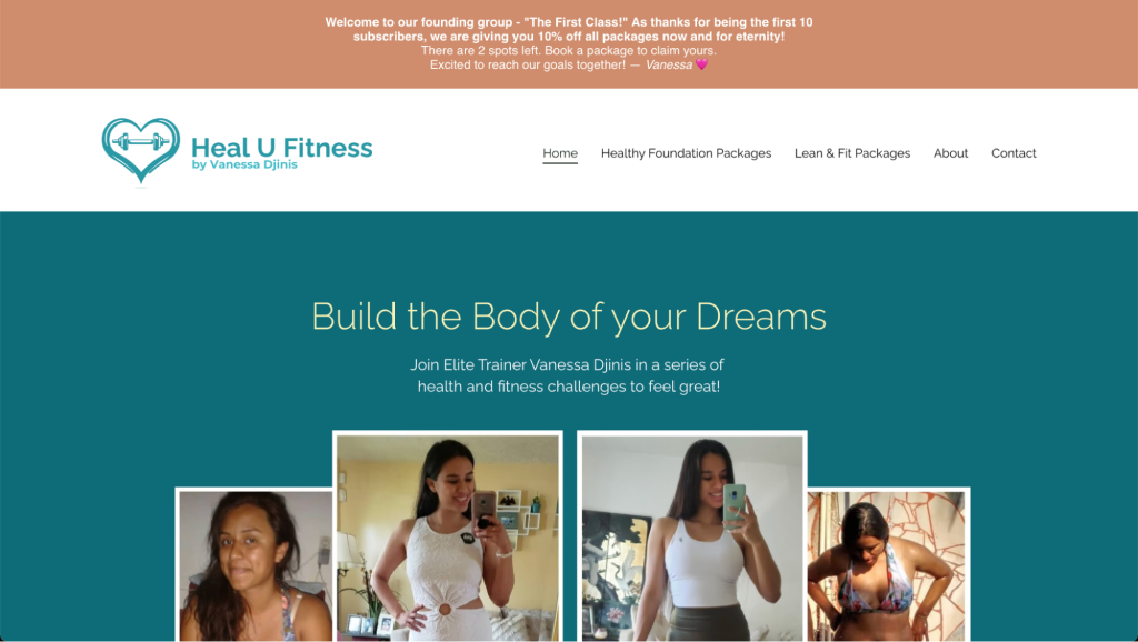 Heal U Fitness landing page