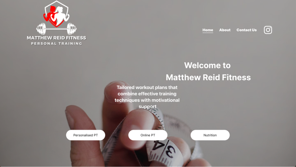 Matthew Reid Fitness landing page