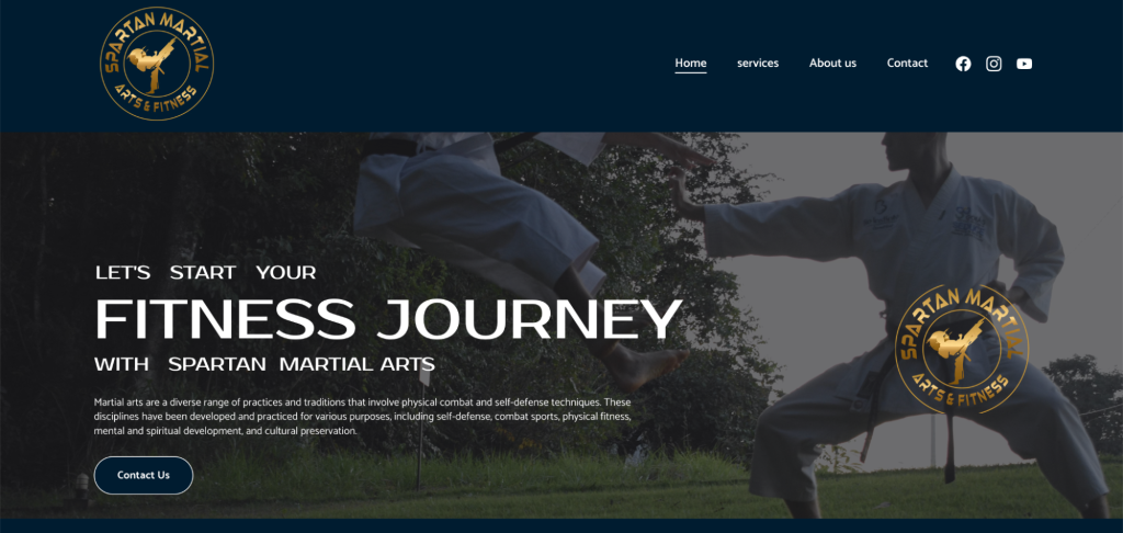 Spartan Martial Arts and Fitness landing page