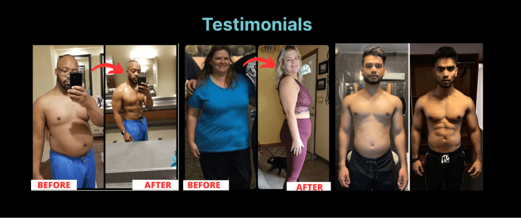 Testimonials section on Elliot Fitness