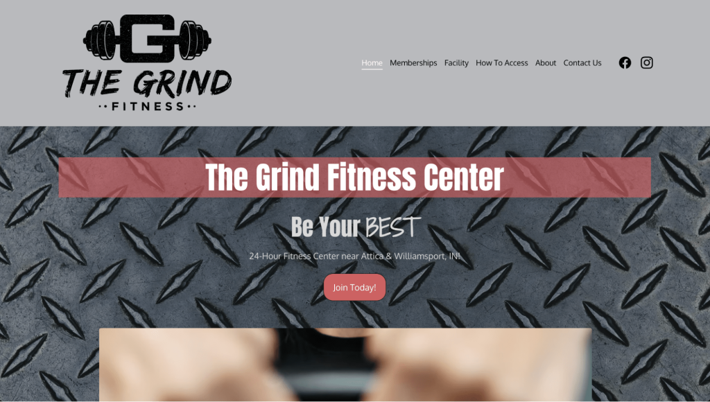 The Grind Fitness Center landing page