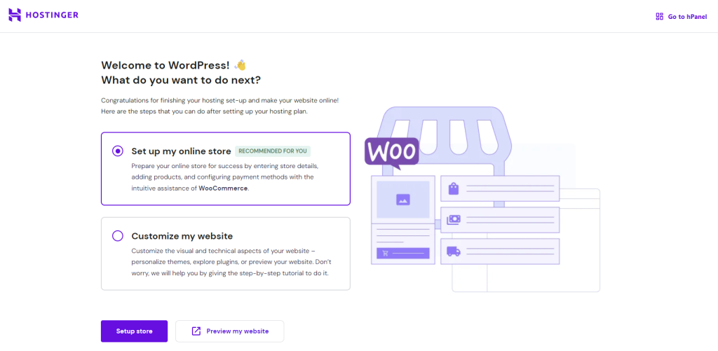 One-click WooCommerce setup with Hostinger WordPress plugin